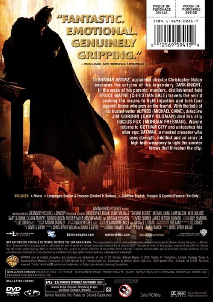 Batman Begins (Single-Disc Widescreen Edition)