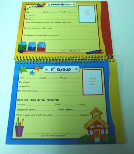 School Days School Memories Keepsake Album -- 8 pockets for storing treasured mementos --- space to attach school photos --- prompts to record details of each school year