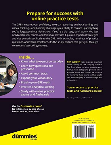GRE For Dummies with Online Practice Tests
