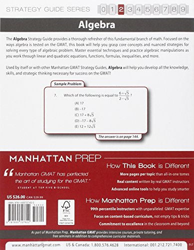 Algebra GMAT Strategy Guide, 5th Edition (Manhattan GMAT Strategy Guide: Instructional Guide) - 8463