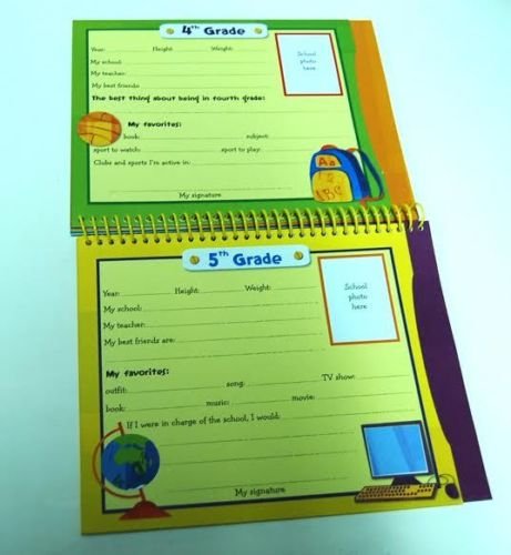 School Days School Memories Keepsake Album -- 8 pockets for storing treasured mementos --- space to attach school photos --- prompts to record details of each school year