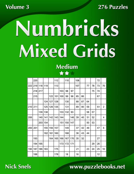 Numbricks Mixed Grids - Medium - Volume 3 - 276 Puzzles - 8864