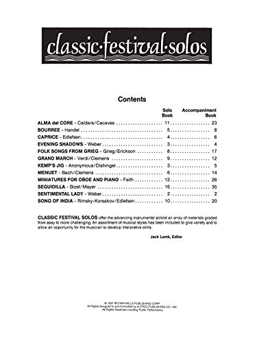 Classic Festival Solos (Oboe), Vol 1: Solo Book (Classic Festival Solos, Vol 1)