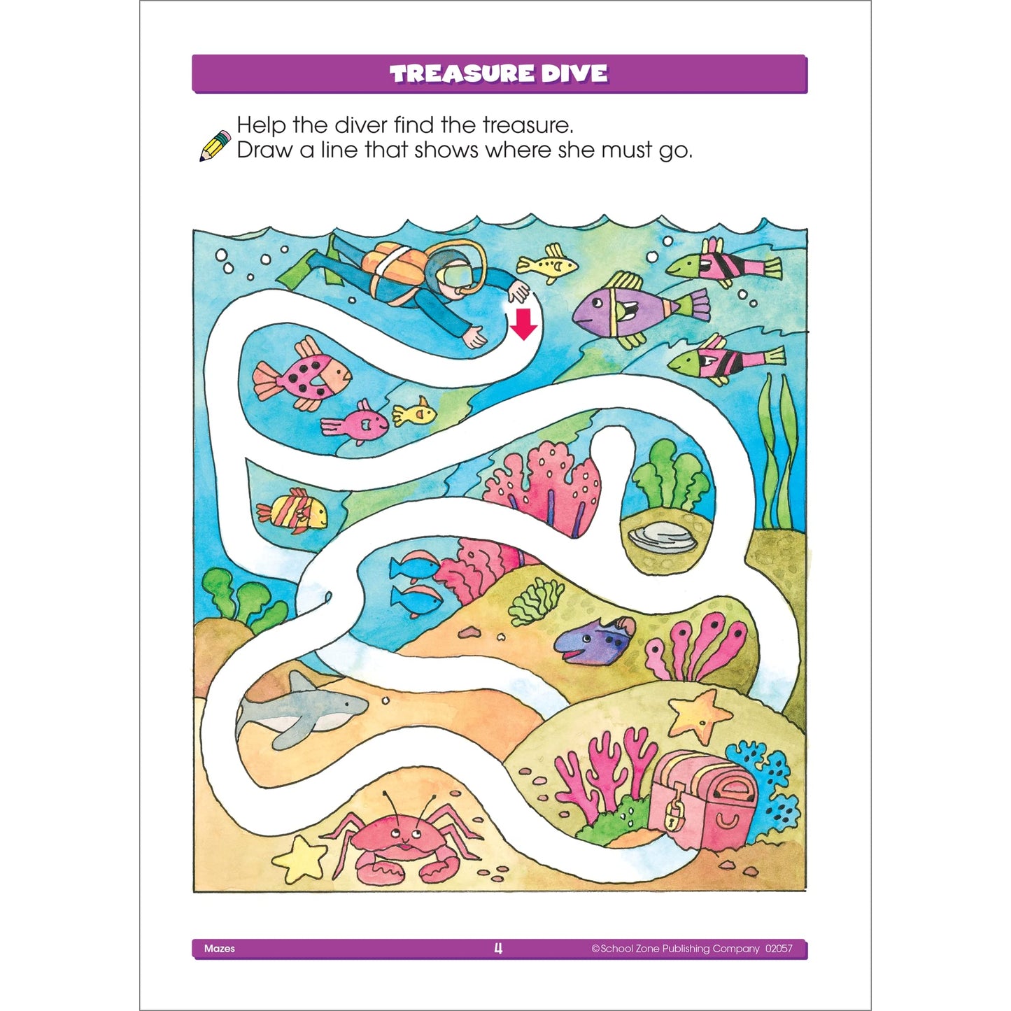 School Zone - Mazes Workbook - 32 Pages, Ages 3 to 5, Preschool, Kindergarten, Maze Puzzles, Wide Paths, Colorful Pictures, Problem-Solving, and More (School Zone Get Ready! Book Series)