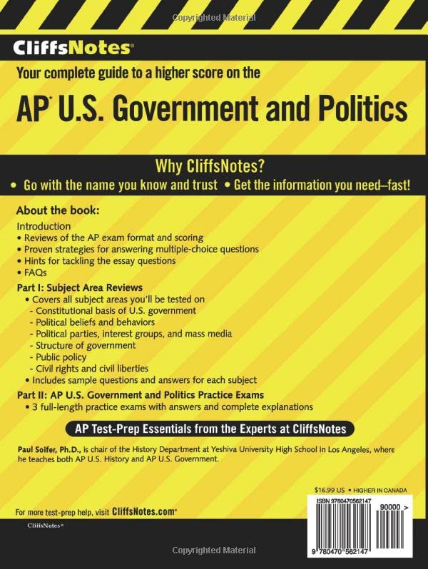 CliffsNotes AP U.S. Government and Politics 2nd Edition (Cliffs AP) - 2694