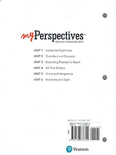 MYPERSPECTIVES ENGLISH LANGUAGE ARTS 2017 STUDENT EDITION GRADE 10 VOLUME 2