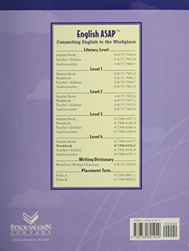 Steck-Vaughn English ASAP: Student Workbook Level 4