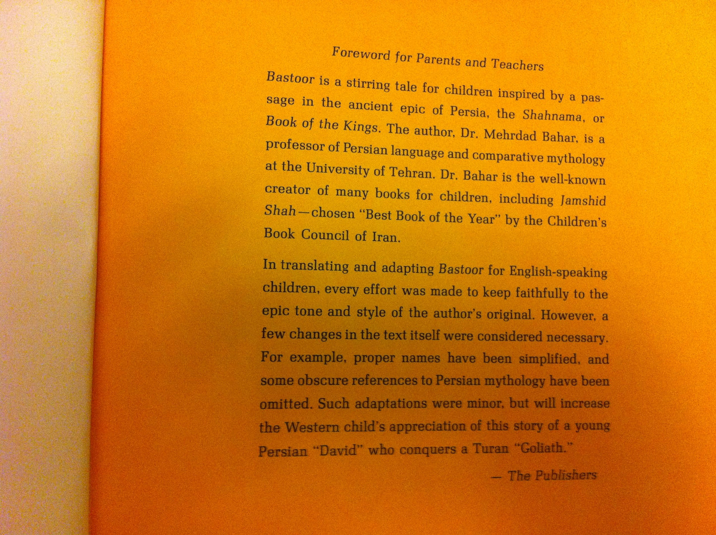 Bastoor: An Original Persian Folk Story