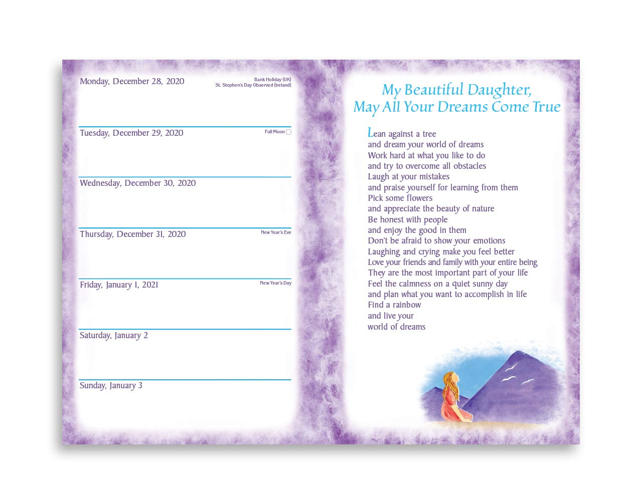 Blue Mountain Arts 2021 Weekly & Monthly Planner "To My Daughter, I Love You" 8 x 6 in. Spiral-Bound Illustrated Date Book Is a Great Gift for a Daughter, by Susan Polis Schutz