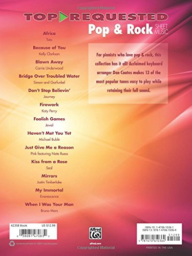 Top-Requested Pop & Rock Sheet Music: 13 Popular Favorites Arranged by Dan Coates (Top-Requested Sheet Music)