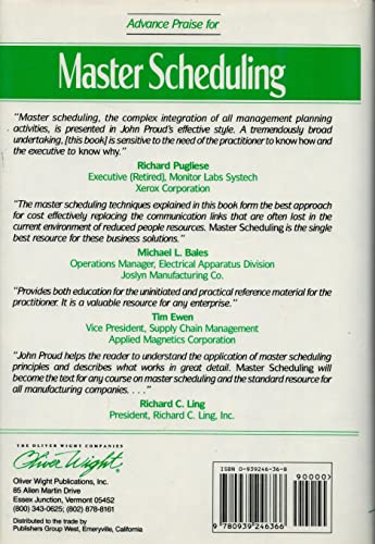 Master Scheduling: A Practical Guide to Competitive Manufacturing - 4365