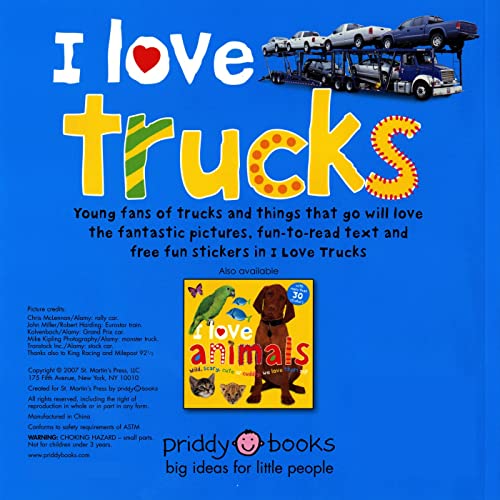 I Love Trucks Sticker Book - 1829