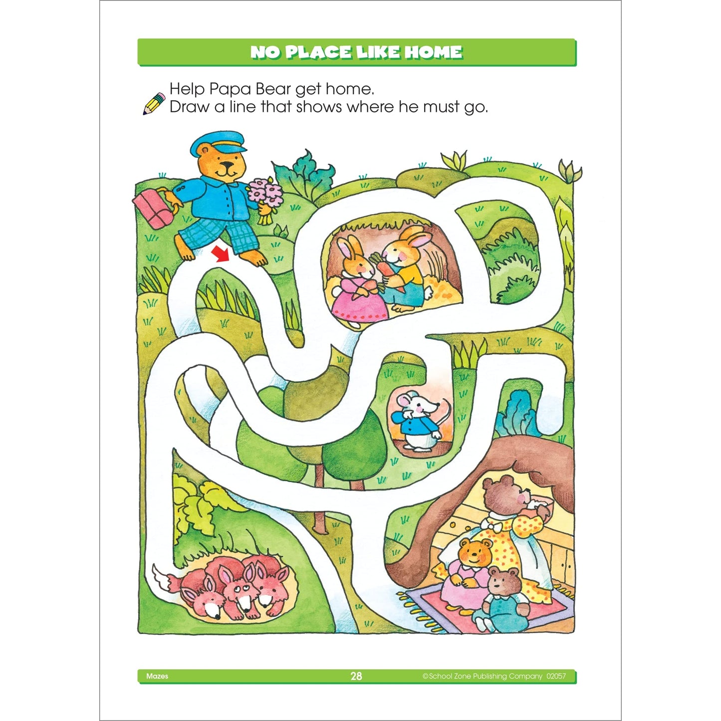 School Zone - Mazes Workbook - 32 Pages, Ages 3 to 5, Preschool, Kindergarten, Maze Puzzles, Wide Paths, Colorful Pictures, Problem-Solving, and More (School Zone Get Ready! Book Series)