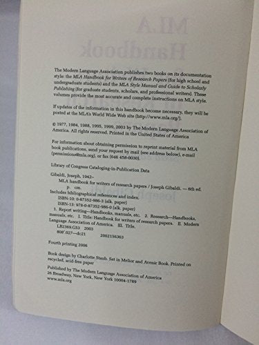 MLA Handbook for Writers of Research Papers