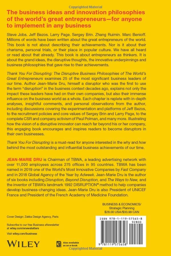 Thank You For Disrupting: The Disruptive Business Philosophies of The World's Great Entrepreneurs