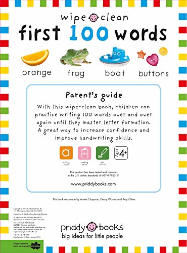 Wipe Clean: First 100 Words (Enclosed Spiral Binding): Includes Wipe Clean Pen (Wipe Clean Learning Books)