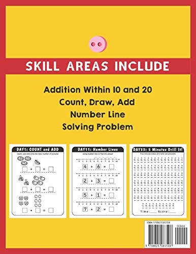 80 Days Activity Addition for Kids Ages 5-7: Funny Basic Math Workbook Grade 1, 1st Grade Math, Addition Within 20 - 2178