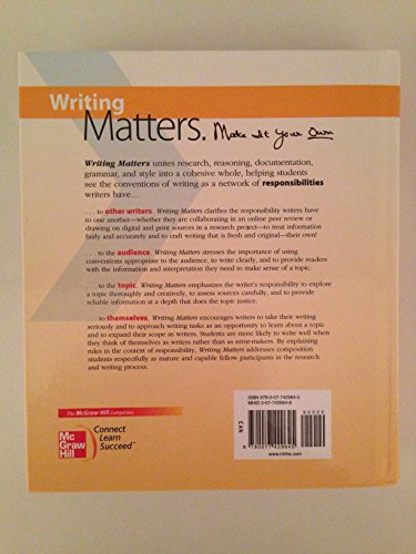 Writing Matters: A Handbook for Writing and Research