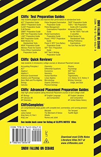 CliffsNotes on Guterson's Snow Falling on Cedars (CliffsNotes on Literature)
