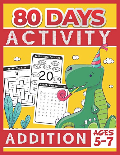 80 Days Activity Addition for Kids Ages 5-7: Funny Basic Math Workbook Grade 1, 1st Grade Math, Addition Within 20 - 2178
