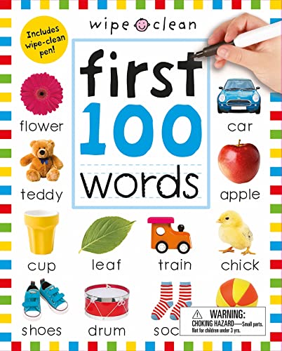 Wipe Clean: First 100 Words (Enclosed Spiral Binding): Includes Wipe Clean Pen (Wipe Clean Learning Books)