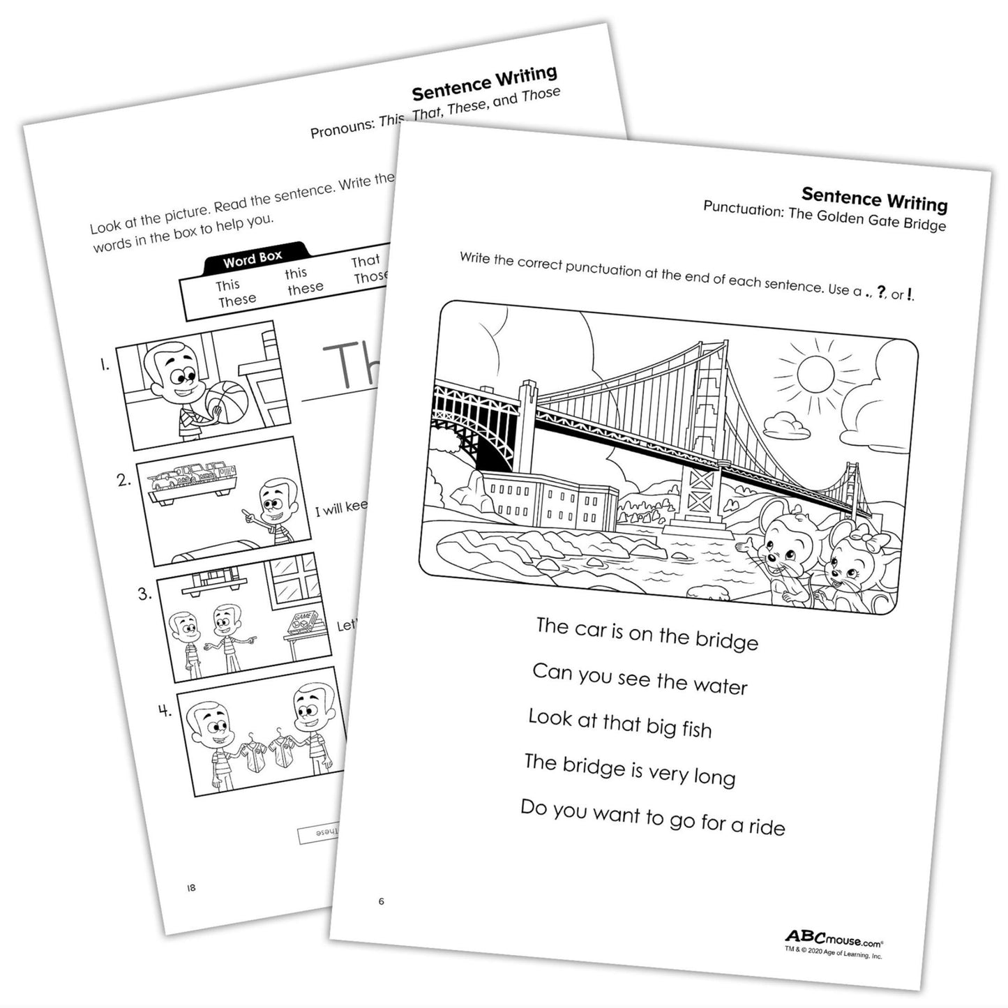 ABCMouse.com Early Learning Writing, Sentence Practice Workbook with Stickers