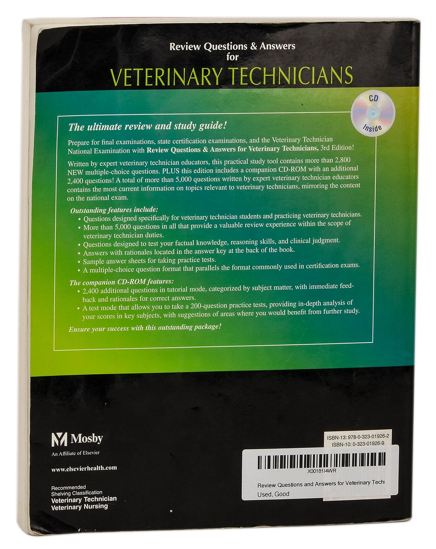 Review Questions and Answers for Veterinary Technicians (3rd Edition, Book & CD-ROM)
