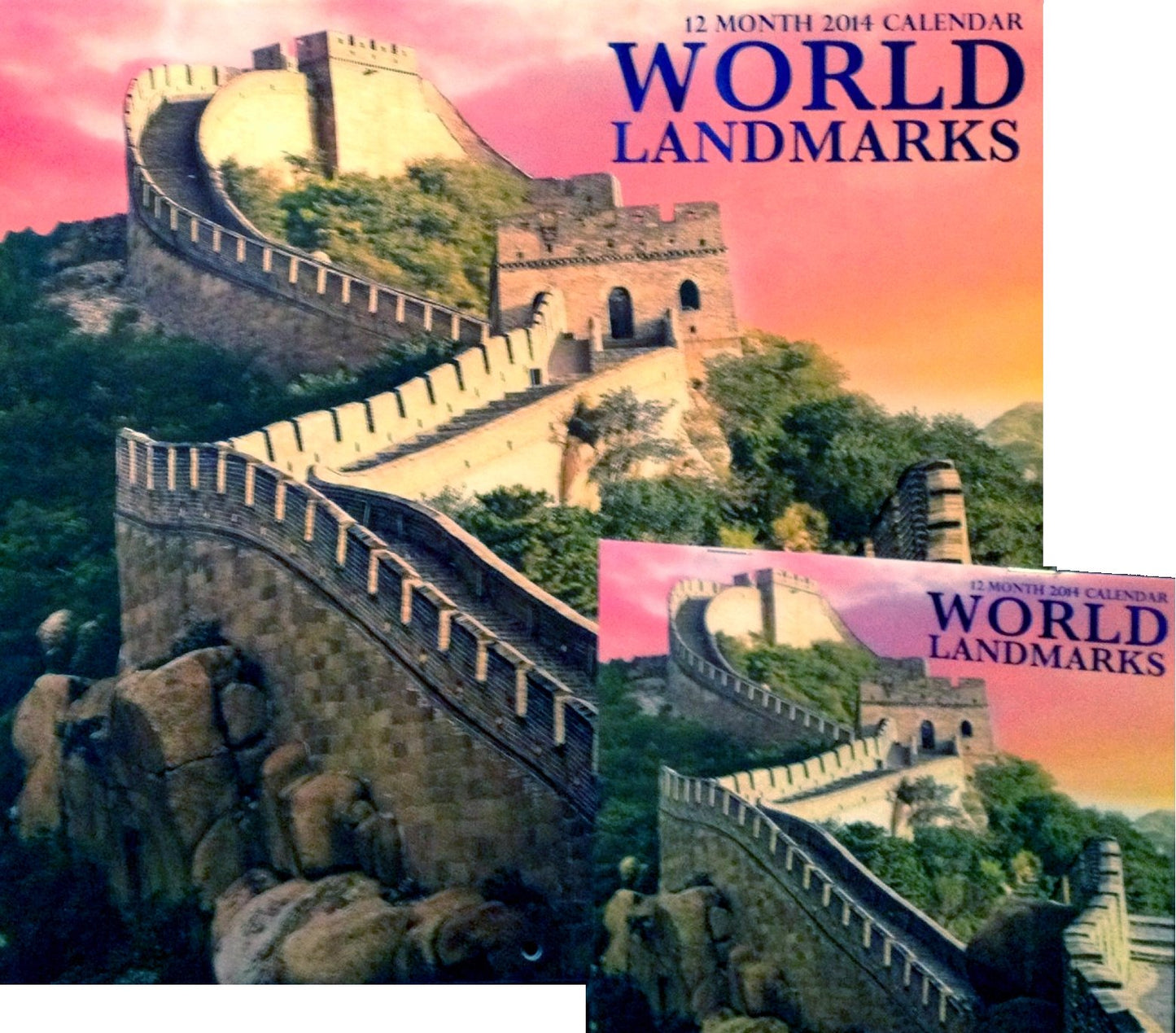2014 World Landmarks 12 Month Calendar, 2014 World Landmarks Mini Calendar Included, Bonus: Pilot Acroball Retractable Hybrid Gel Ball Point Pens, Red 2-pack
