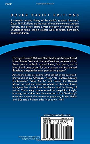 Chicago Poems: Unabridged (Dover Thrift Editions) - 5504
