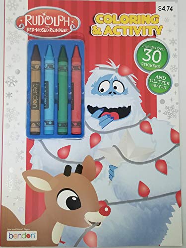 Rudolph The Red-Nosed Reindeer Coloring & Activity Book, Includes Over 30 Stickers and Glitter Crayon
