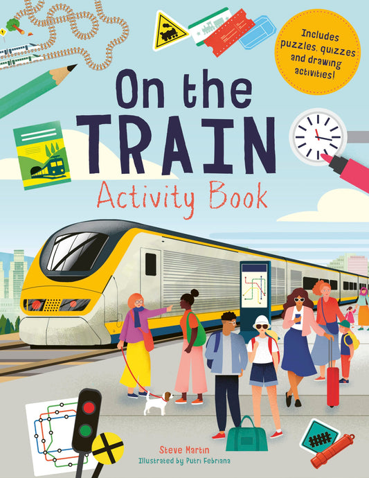 On the Train Activity Book: Includes puzzles, quizzes, and drawing activities!