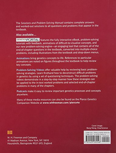 Solutions and Problem Solving Manual to Accompany Genetics: A Conceptual Approach, 4th Edition