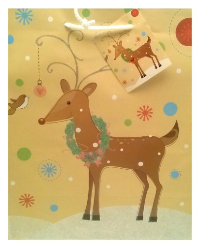 2014 Wild Life 12 Month Wall Calendar Bonus:large Size Christmas Glitter Gift Bag & Beaded Leg Santa Ornament