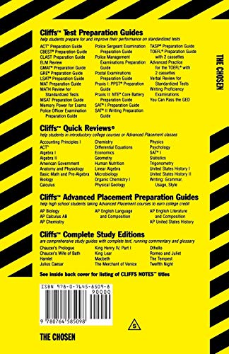 CliffsNotes on Potok's The Chosen (CliffsNotes on Literature)