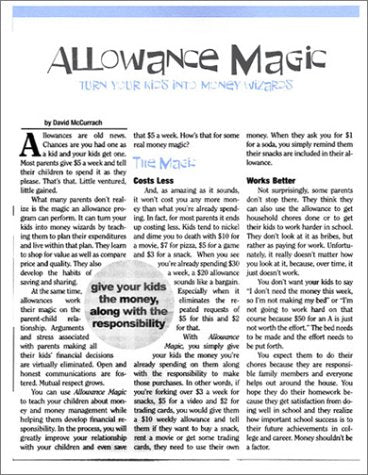 Allowance Magic: Turn Your Kids Into Money Wizards by David McCurrach (2003) Paperback