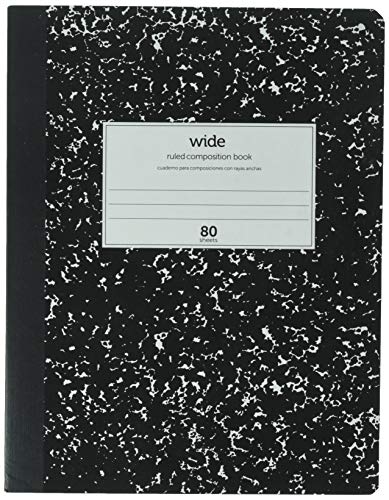 Office Depot Brand Schoolio Marble Composition Book, 9 3/4" x 7 1/2", Wide Ruled, 80 Pages (40 Sheets), Black/White