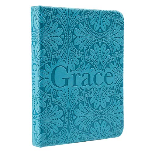 Christian Art Gifts Teal Faux Leather Mini Hardcover Gift Book w/Ribbon | Grace: Pocket Inspirations Collection | Encouraging Book w/ Inspirational Quotes and Scripture, 3 x 4 Inches