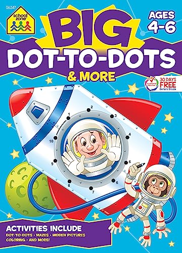 School Zone - Big Dot-to-Dots & More Workbook - 320 Pages, Ages 4 to 6, Preschool to Kindergarten, Games, Puzzles, Hidden Pictures, Mazes, Coloring, and More (School Zone Big Workbook Series)