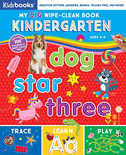 My Big Wipe-Clean Book: Kindergarten-Practice ABCs, 123s, Colors, Shapes and More-Includes 100 Stickers