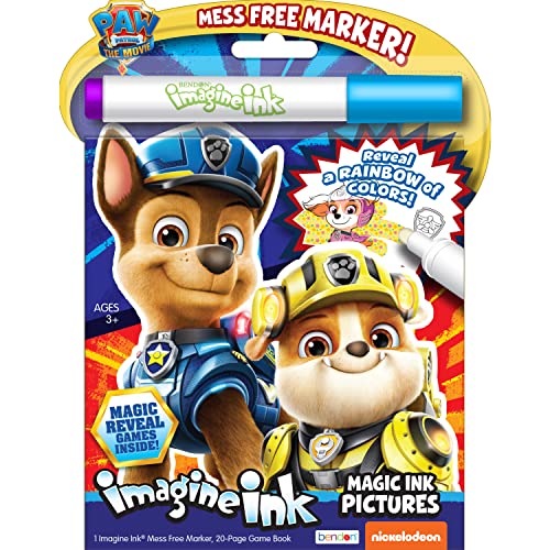 PAW Patrol The Movie 20 Page Imagine Ink Magic Ink Pictures with 1 Mess Free Magic Ink Marker Bendon 51123