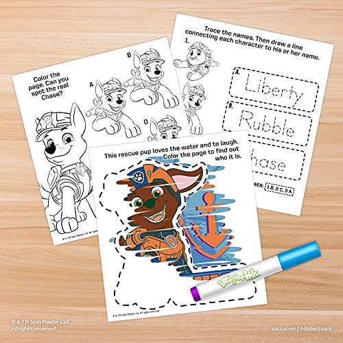 PAW Patrol The Movie 20 Page Imagine Ink Magic Ink Pictures with 1 Mess Free Magic Ink Marker Bendon 51123